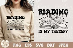 Reading is my Therapy SVG PNG, Floral Book Svg, Love to Read Product Image 1