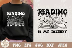 Reading is my Therapy SVG PNG, Floral Book Svg, Love to Read Product Image 2