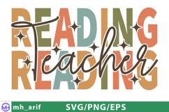Retro Reading Teacher SVG PNG T-shirt Design Product Image 4