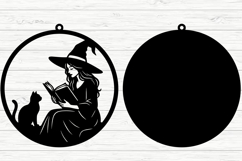 Reading Witch &amp; Cat Halloween Laser Cut Product Image 2