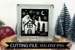 Christmas Scene for Glass Block Papercut Design Product Image 1