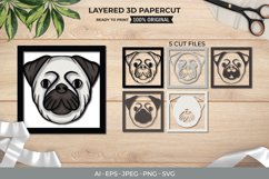 Pug's Head, Dog 3D Shadow Box Layered Papercut Product Image 1