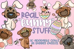 Real "Bunny" Stuff| 10 PNG adorable cows in bunny outfits Product Image 1