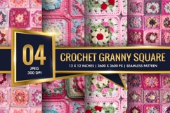 Realistic Crochet Granny Square Digital Paper Product Image 1