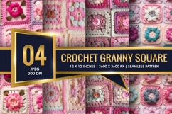 Realistic Crochet Granny Square Digital Paper Product Image 1