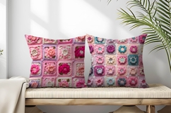 Realistic Crochet Granny Square Digital Paper Product Image 2