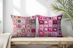 Realistic Crochet Granny Square Digital Paper Product Image 2