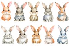 Cute Watercolor Bunny Clipart Bundle, 38 PNG Designs Product Image 2