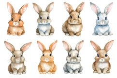 Cute Watercolor Bunny Clipart Bundle, 38 PNG Designs Product Image 3