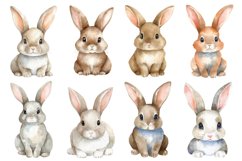 Cute Watercolor Bunny Clipart Bundle, 38 PNG Designs Product Image 4