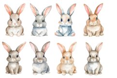 Cute Watercolor Bunny Clipart Bundle, 38 PNG Designs Product Image 5