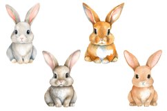 Cute Watercolor Bunny Clipart Bundle, 38 PNG Designs Product Image 6