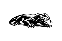 Realistic Komodo Dragon Black and White Logo Design Product Image 1