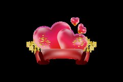 Realistic love shape with empty banner decoration design Product Image 2