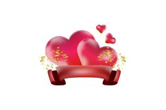Realistic love shape with empty banner decoration design Product Image 1