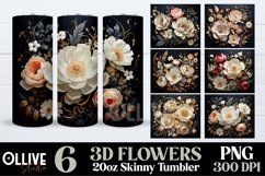 3d Flowers Sublimation Tumbler Wrap PNG Bundle Product Image 1