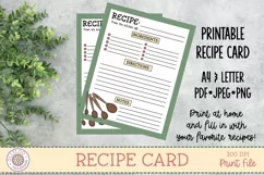 Recipe Card - Recipe Page - Printable Recipe Card Template Product Image 1