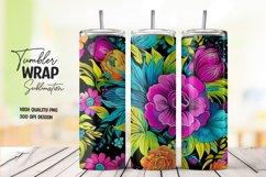 Neon flower tumbler wrap sublimation Product Image 1