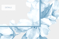 Rectangle Blue Watercolor Floral Frame PNG Product Image 2