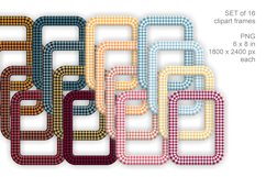 Rectangular Buffalo Plaid Frame Set of 16 PNG in Fall Colors
