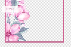 Rectangular Pink Floral Watercolor Frame PNG Product Image 2