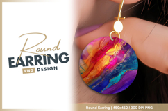 Colorful ink marble texture abstract art Round Earring Product Image 1