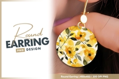 Round earring png with yellow floral design Product Image 1