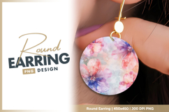Watercolor floral pattern with round earring png Product Image 1