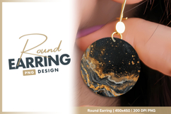 Black and gold abstract fluid art texture Round Earring Product Image 1
