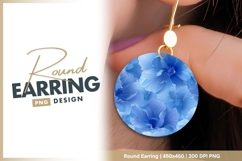 Round earring png blue floral design Product Image 1