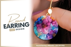 Round earring png with watercolor floral design Product Image 1