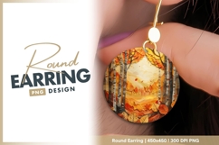 Autumn landscape woods Round earring png Product Image 1
