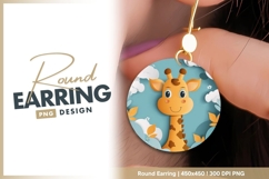 Cute giraffe illustration with sky round earring png Product Image 1