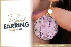 Lavender flowers on textured round earring png Product Image 1