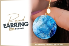 Blue ink wash painting round earring png Product Image 1