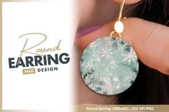 Teal christmas snowflakes and pine round earring png Product Image 1