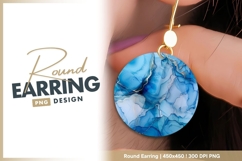 Blue and gold ink abstract round earring png Product Image 1