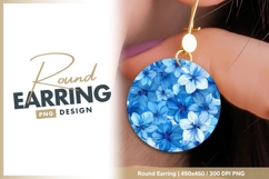 Blue floral pattern round earring png design Product Image 1