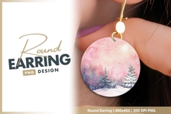 Watercolor winter landscape round earring png Product Image 1