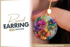Glittering rainbow floral round earring png Product Image 1