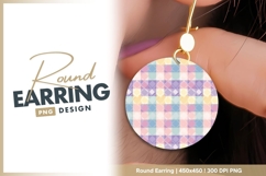Pastel plaid pattern design round earring png Product Image 1