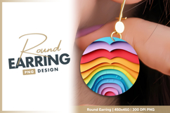 Colorful abstract wavy layers design round earring png Product Image 1