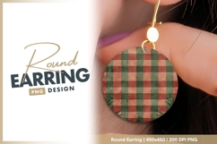 Red and green plaid with rosemary round earring png Product Image 1