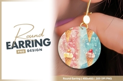 Watercolor ice cream pattern round earring png Product Image 1