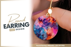 Colorful floral artwork round earring png Product Image 1
