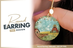 Rustic farmhouse scene with round earring png Product Image 1