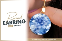 Blue and white floral round earring png Product Image 1