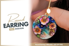 Decorative floral round earring png Product Image 1