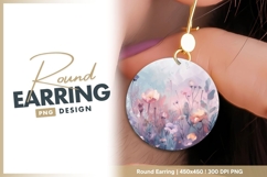 Watercolor floral illustration round earring png Product Image 1