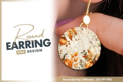 Watercolor pumpkins and leaves round earring png Product Image 1